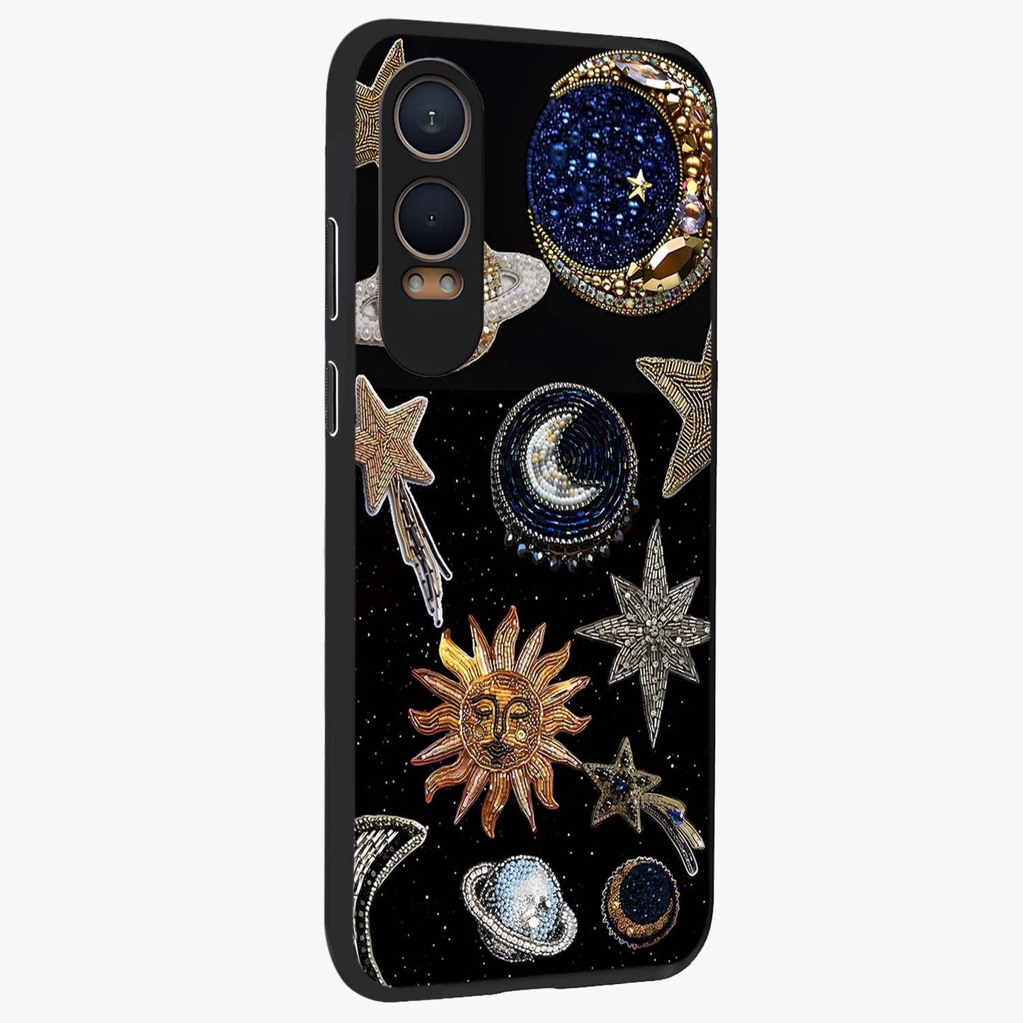 Celestial Gem Constellations Glass Case for 1+Nord CE 4 Lite side perspective highlighting intricate star patterns and premium build