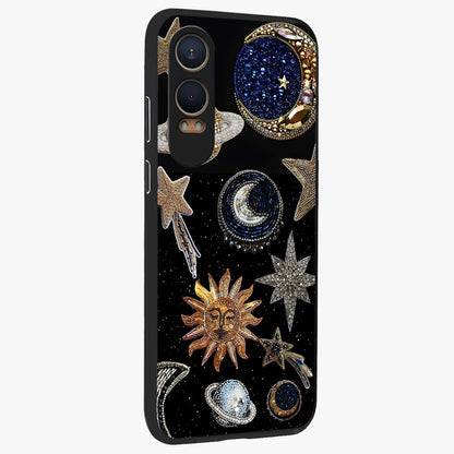 Celestial Gem Constellations Glass Case for 1+Nord CE 4 Lite side perspective highlighting intricate star patterns and premium build