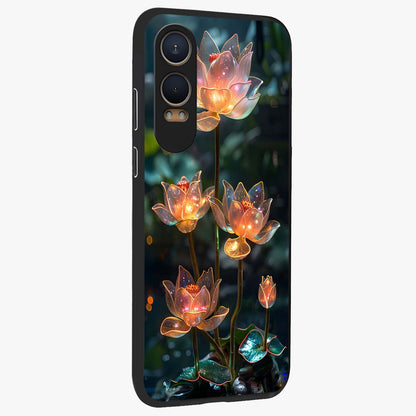 Celestial Lotus Light Glass Case for 1+Nord CE 4 Lite side perspective highlighting delicate lotus detailing and premium finish