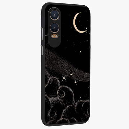 Celestial Midnight Veil Glass Case for 1+Nord CE 4 Lite side perspective highlighting rich night tones and sleek premium edges