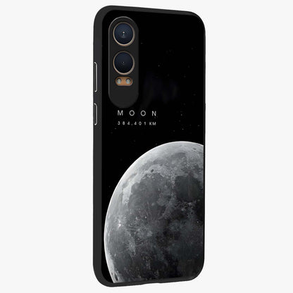 Cosmic Moon Glow Glass Case for 1+Nord CE 4 Lite side perspective highlighting radiant moon detailing and smooth premium finish