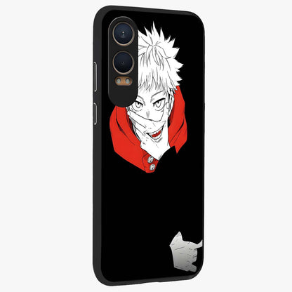 Crimson Chaos Smile Glass Case for 1+Nord CE 4 Lite side perspective highlighting intense color contrast and sleek edges