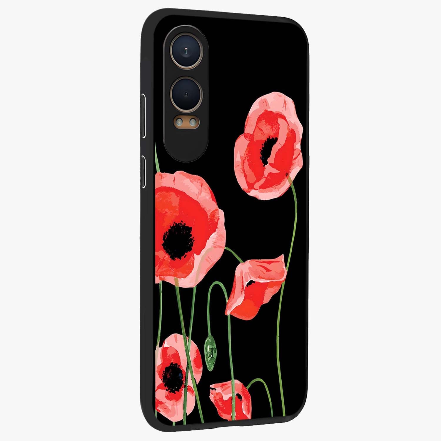 Crimson Garden Dream Glass Case for 1+Nord CE 4 Lite side perspective highlighting elegant floral textures and premium build