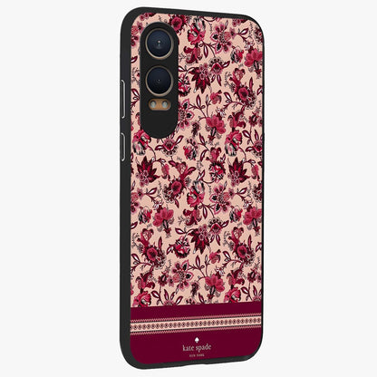 Crimson Rose Charm Glass Case for 1+Nord CE 4 Lite side perspective highlighting delicate rose textures and smooth edges