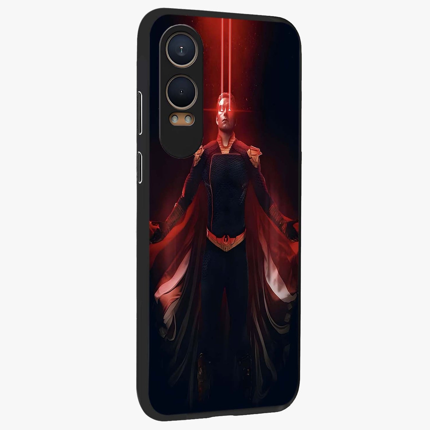 Crimson Vision Ascension Glass Case for 1+Nord CE 4 Lite side perspective highlighting intense color depth and sleek build