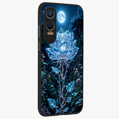 Crystal Moon Lotus Glass Case for 1+Nord CE 4 Lite side perspective highlighting soft celestial tones and premium edge finish