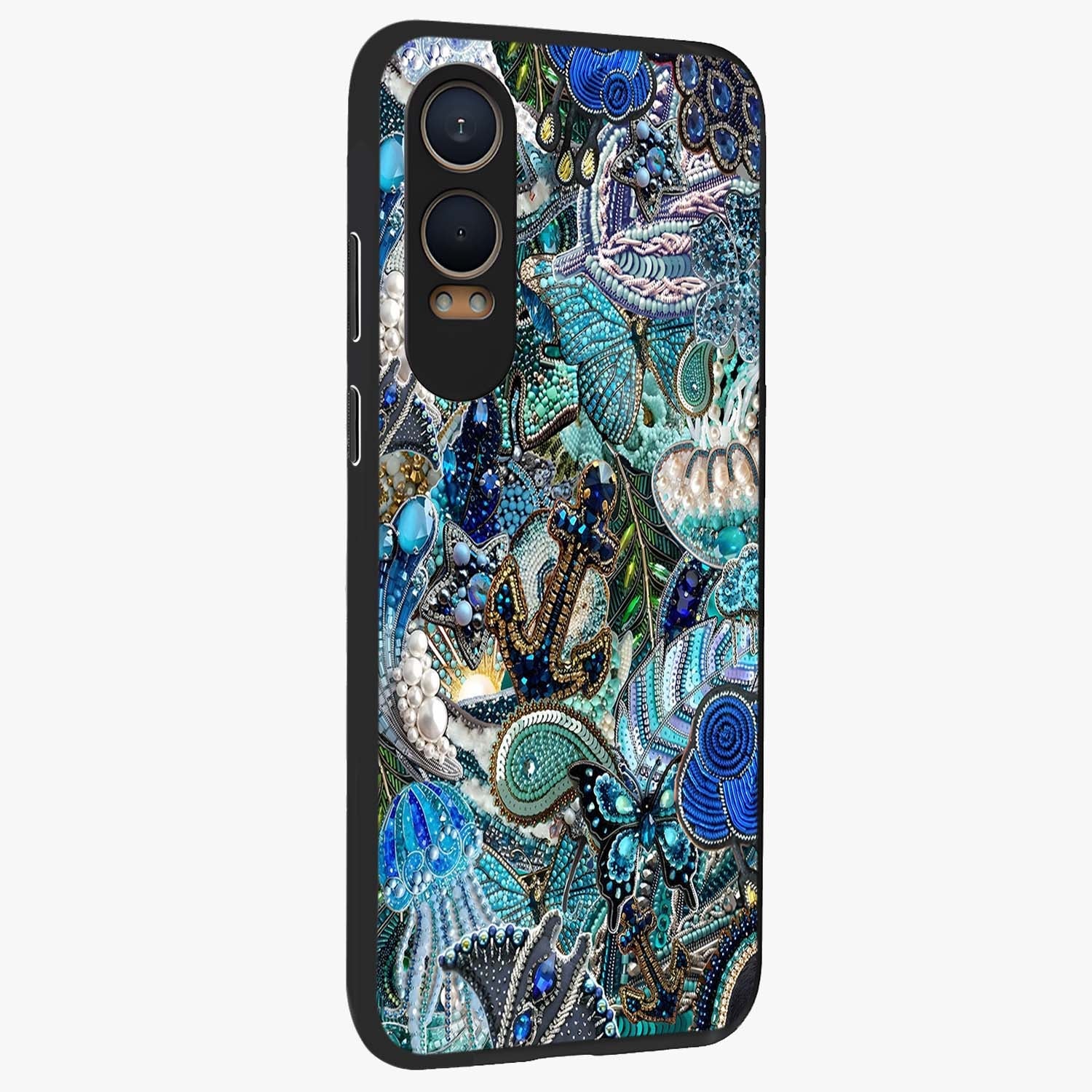 Crystal Ocean Magic Glass Case for 1+Nord CE 4 Lite side perspective highlighting wave textures and smooth premium build