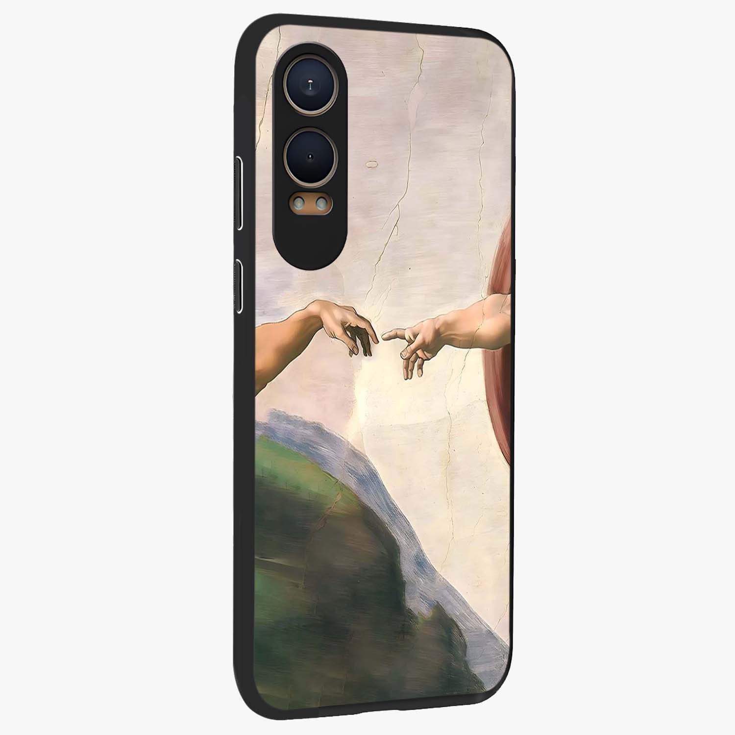 Divine Touch Art Glass Case for 1+Nord CE 4 Lite side perspective highlighting detailed artwork and premium edge finish