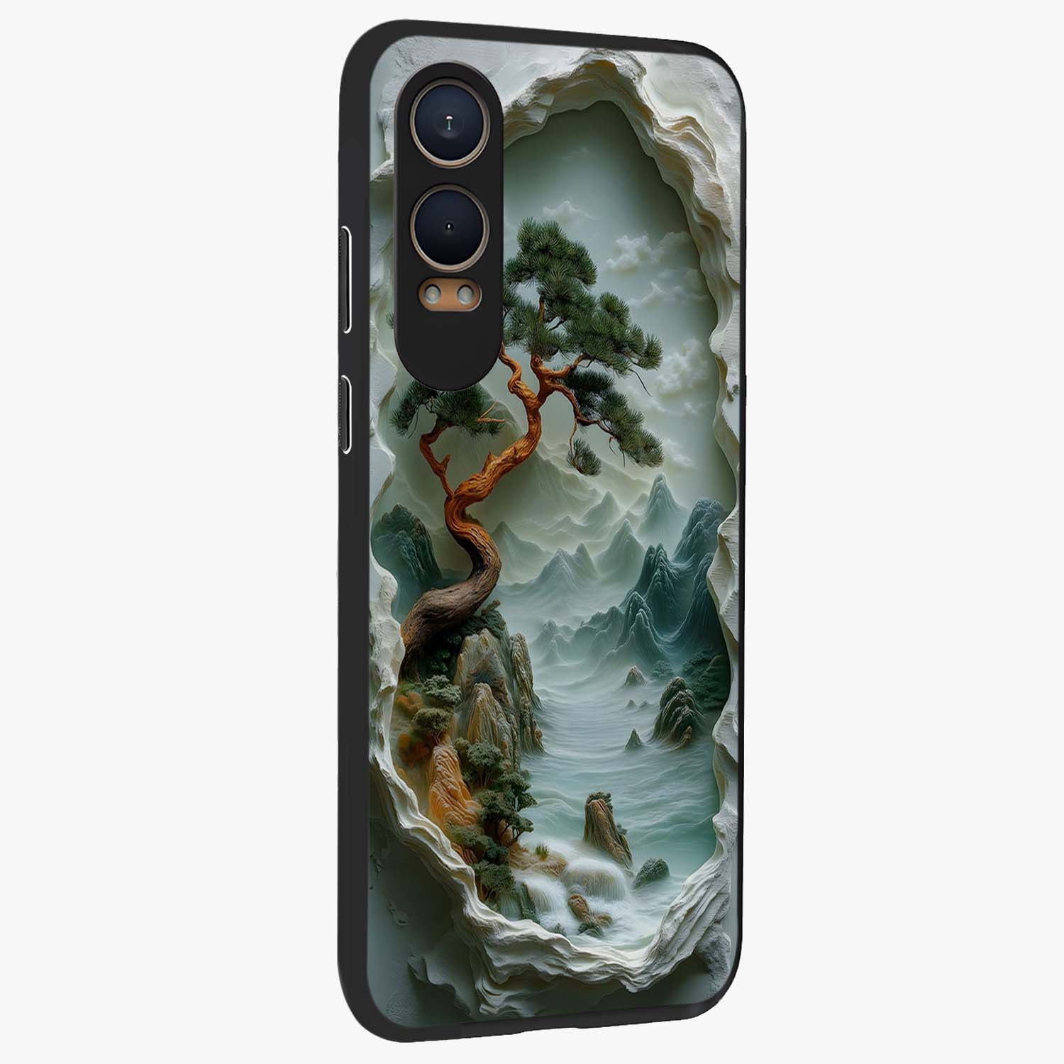 Eternal Nature Spirit Glass Case for 1+Nord CE 4 Lite side perspective highlighting organic textures and sleek build