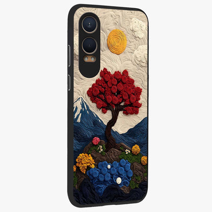 Eternal Nature Tapestry Glass Case for 1+Nord CE 4 Lite side perspective highlighting woven texture design and premium edge finish