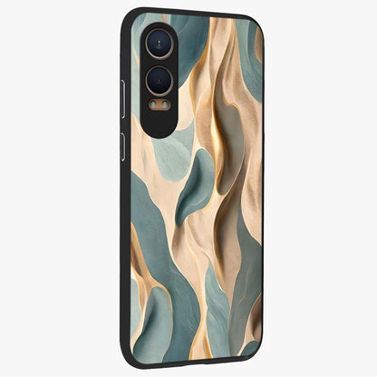 Golden Dune Waves Glass Case for 1+Nord CE 4 Lite side perspective highlighting warm gradients and premium edges