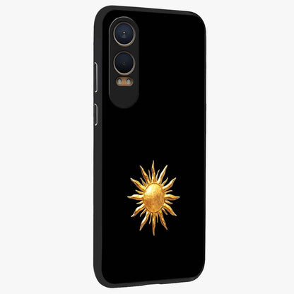 Golden Sun Minimalism Glass Case for 1+Nord CE 4 Lite side perspective highlighting refined minimal detailing and smooth build