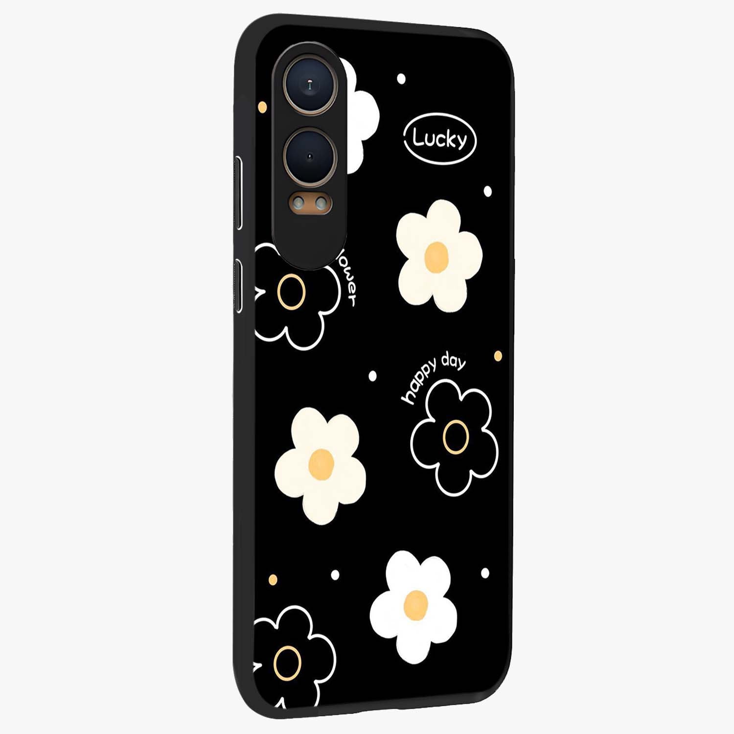 Happy Day Daisy Glass Case for 1+Nord CE 4 Lite side perspective highlighting fresh floral textures and premium edges