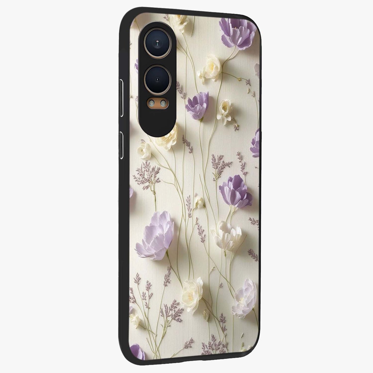 Lilac Breeze Harmony Glass Case for 1+Nord CE 4 Lite side perspective highlighting calming textures and premium build