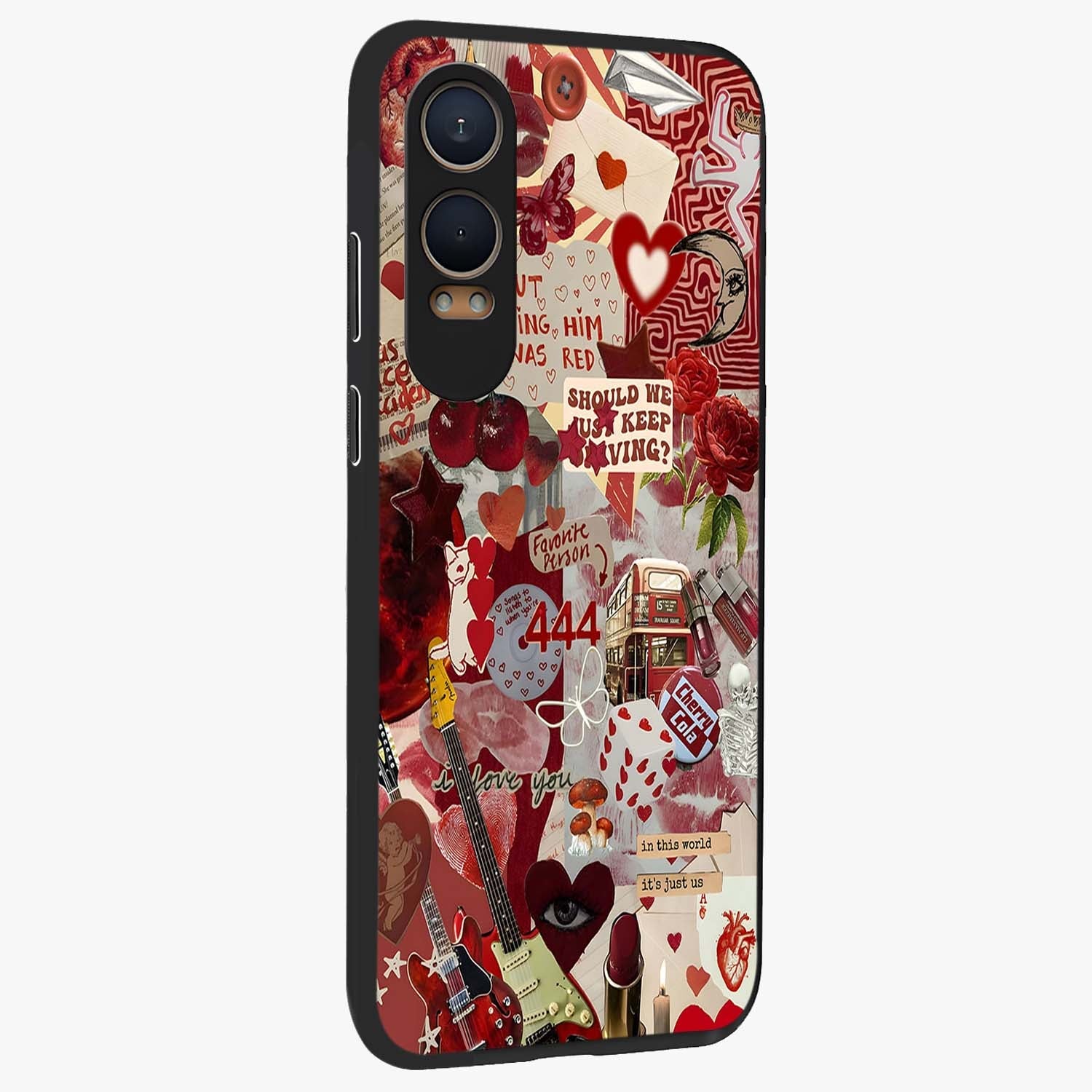 Lover’S Red Chaos Glass Case for 1+Nord CE 4 Lite side perspective highlighting edgy detailing and premium build