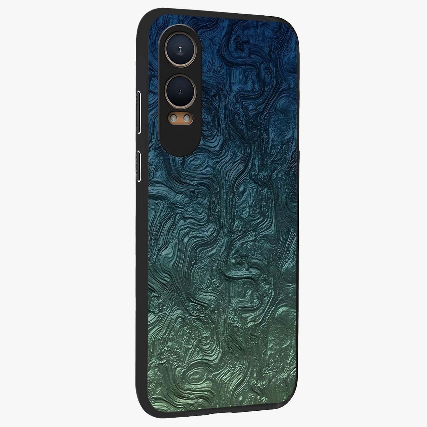 Marble Dream Blur Glass Case for 1+Nord CE 4 Lite side perspective highlighting refined marble textures and premium edges
