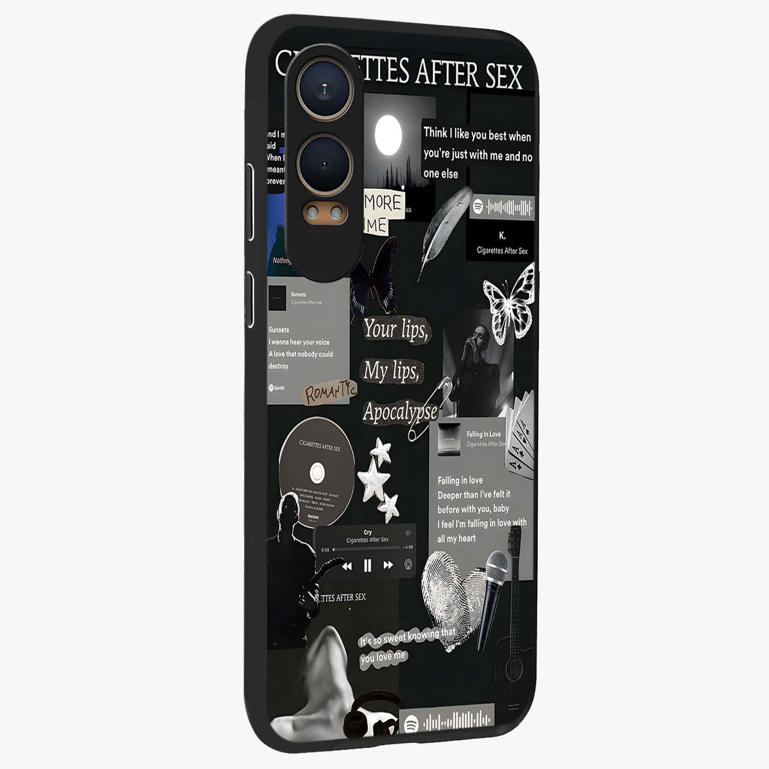 Midnight Love Echo Glow Glass Case for 1+Nord CE 4 Lite side perspective highlighting soft light textures and sleek build