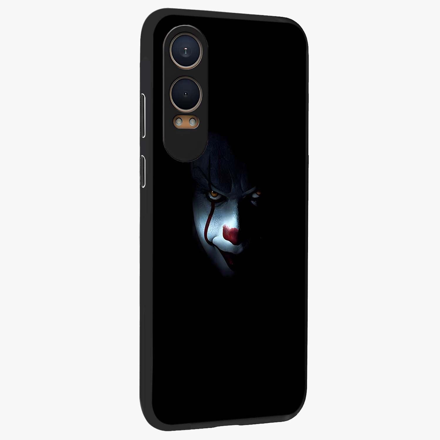 Midnight Madness Smile Glass Case for 1+Nord CE 4 Lite side perspective highlighting expressive textures and sleek edges
