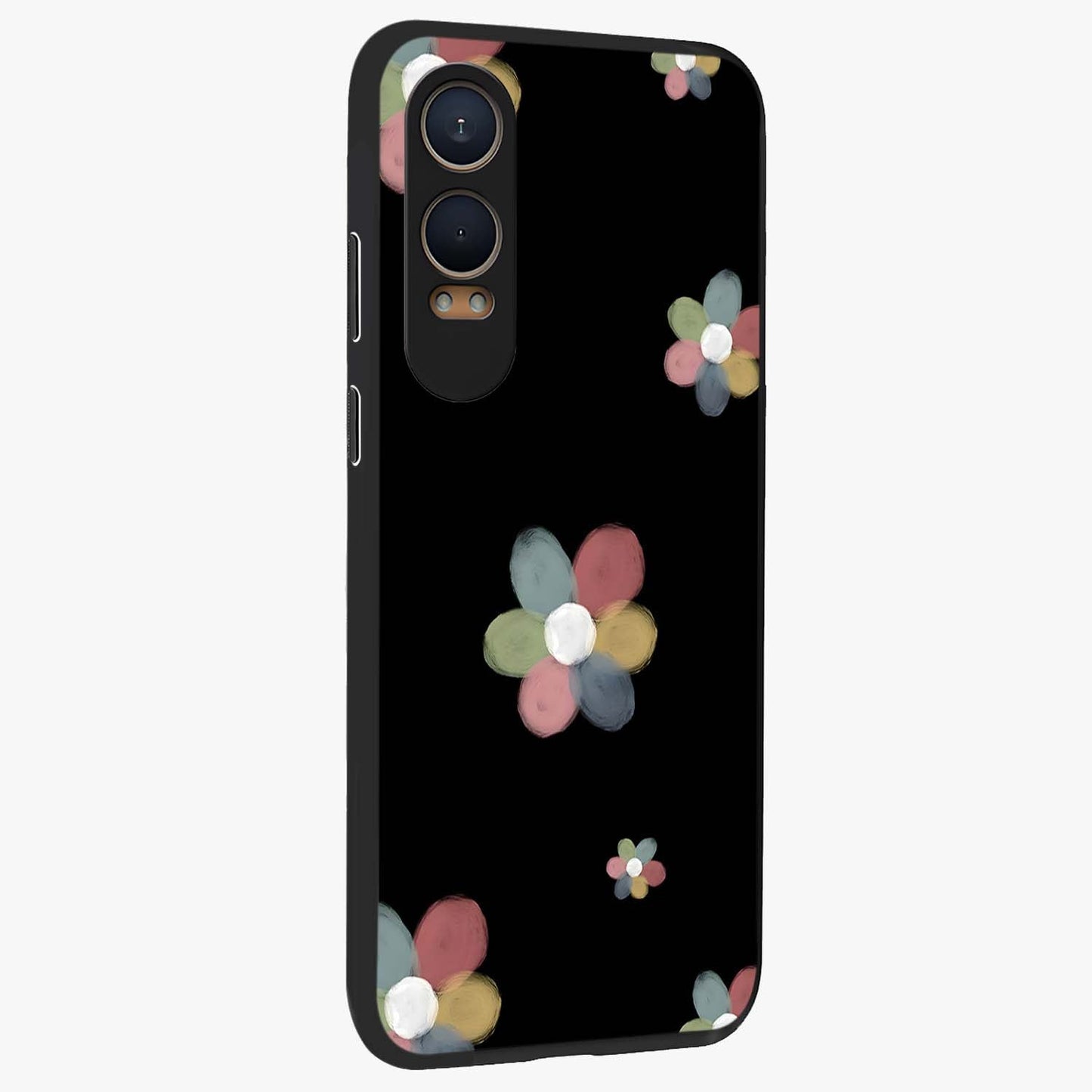 Minimal Floral Charm Glass Case for 1+Nord CE 4 Lite side perspective highlighting refined minimal textures and smooth build