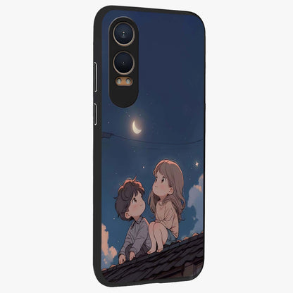 Moonlit Promise Together Glass Case for 1+Nord Ce 4 Lite side perspective highlighting delicate textures and sleek premium build