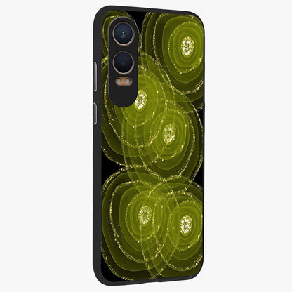 Neon Orbit Bloom Marble Glass Case for 1+Nord CE 4 Lite side perspective highlighting luminous textures and premium edges