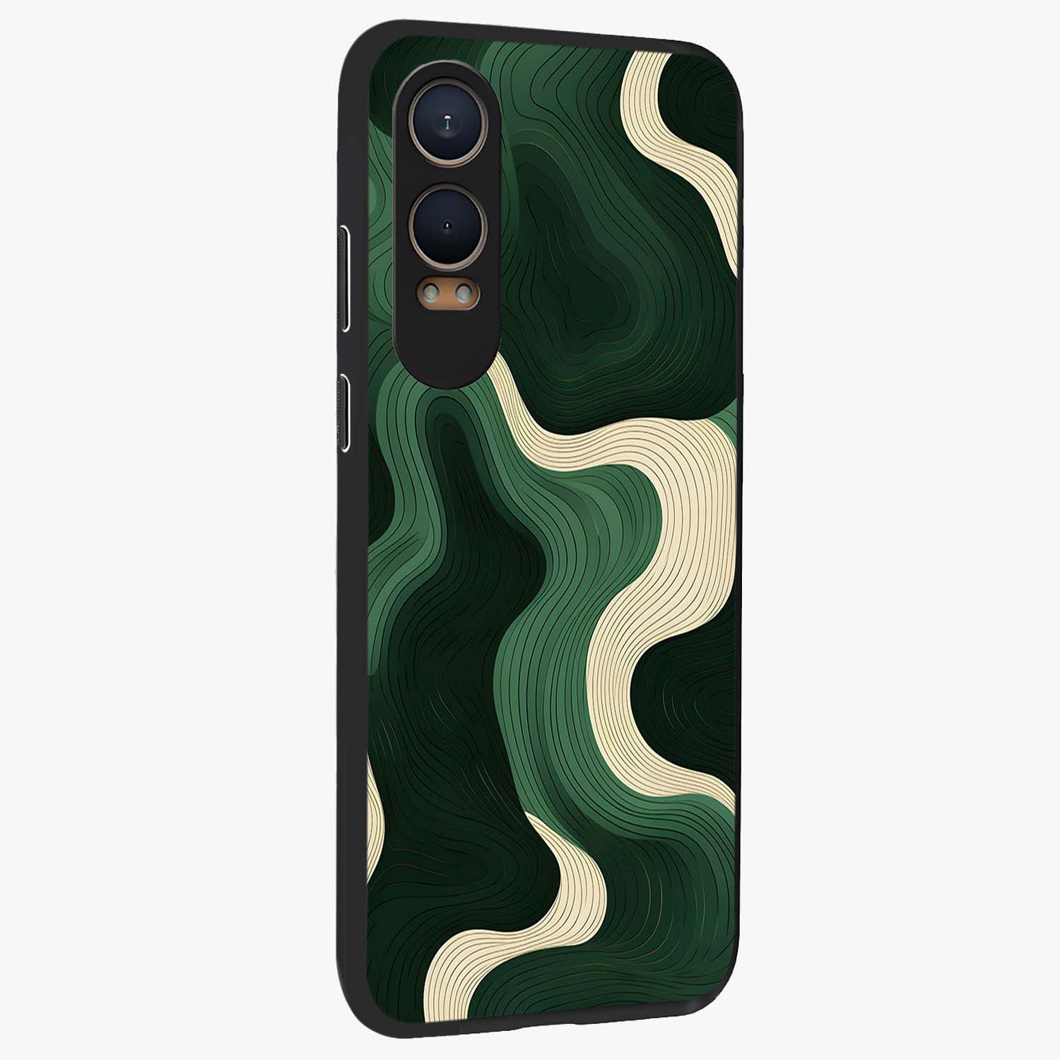 Organic Swirl Design Glass Case for 1+Nord Ce 4 Lite side perspective highlighting fluid textures and premium edges