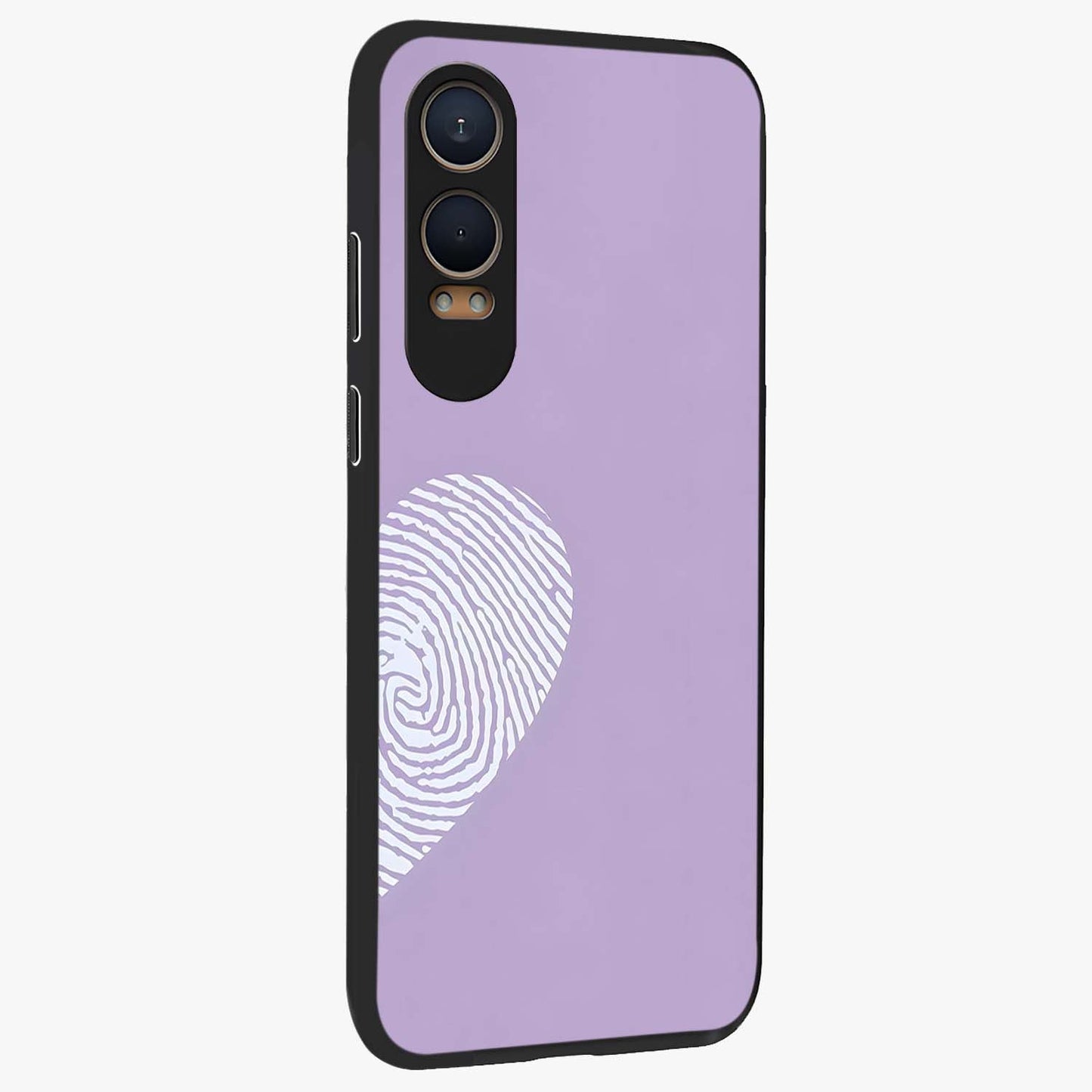 Our Hearts Match Glass Case for 1+Nord CE 4 Lite side perspective highlighting delicate heart detailing and premium edges