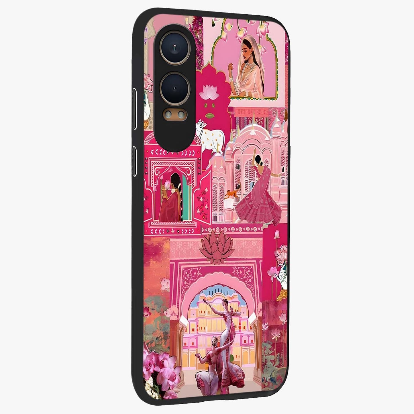 Pink Palace Muse Glass Case for 1+Nord CE 4 Lite side perspective highlighting graceful textures and sleek premium build