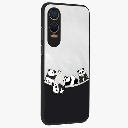 Playful Panda Parade Glass Case for 1+Nord CE 4 Lite side perspective highlighting charming detailing and premium edges