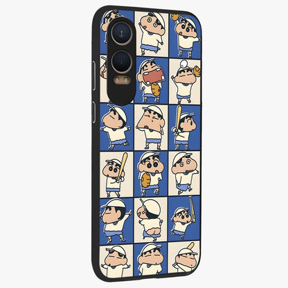 Playful Shin Swing Glass Case for 1+Nord CE 4 Lite side perspective highlighting dynamic illustration textures and sleek build