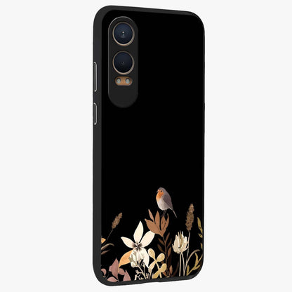 Quiet Garden Tune Glass Case for 1+Nord Ce 4 Lite side perspective highlighting delicate bloom textures and premium edges