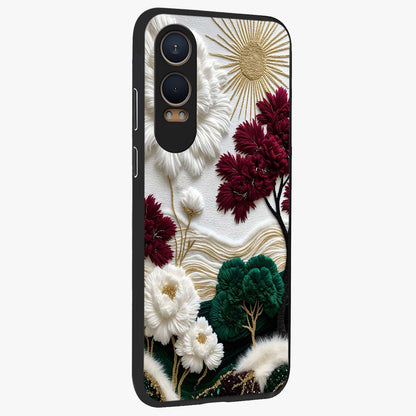 Radiant Bloom Elegance Glass Case for 1+Nord CE 4 Lite side perspective highlighting delicate petal textures and premium edges