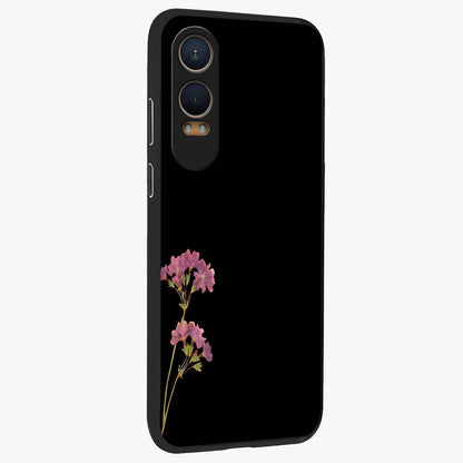 Riching Lavender Flower Glass Case for 1+Nord Ce 4 Lite side perspective highlighting delicate bloom textures and premium edges