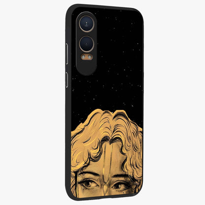 Shri Krishna Art Glass Case for 1+Nord Ce 4 Lite side perspective highlighting intricate divine textures and premium edges