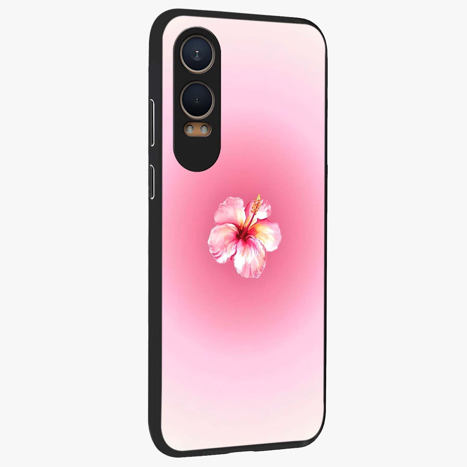 Soft Petal Serenity Glass Case for 1+Nord CE 4 Lite side perspective highlighting refined petal textures and premium edges