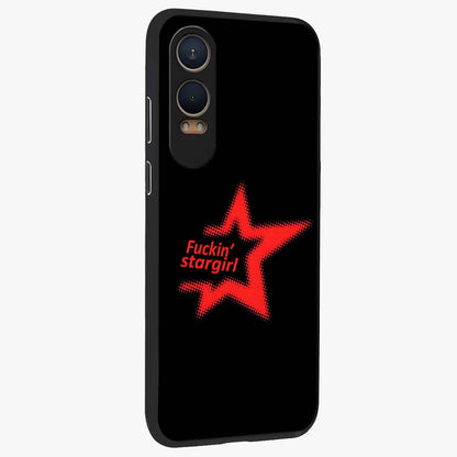 Starboy and Stargirl Energy Glass Case for 1+Nord Ce 4 Lite side perspective highlighting dynamic illustration textures and premium edges