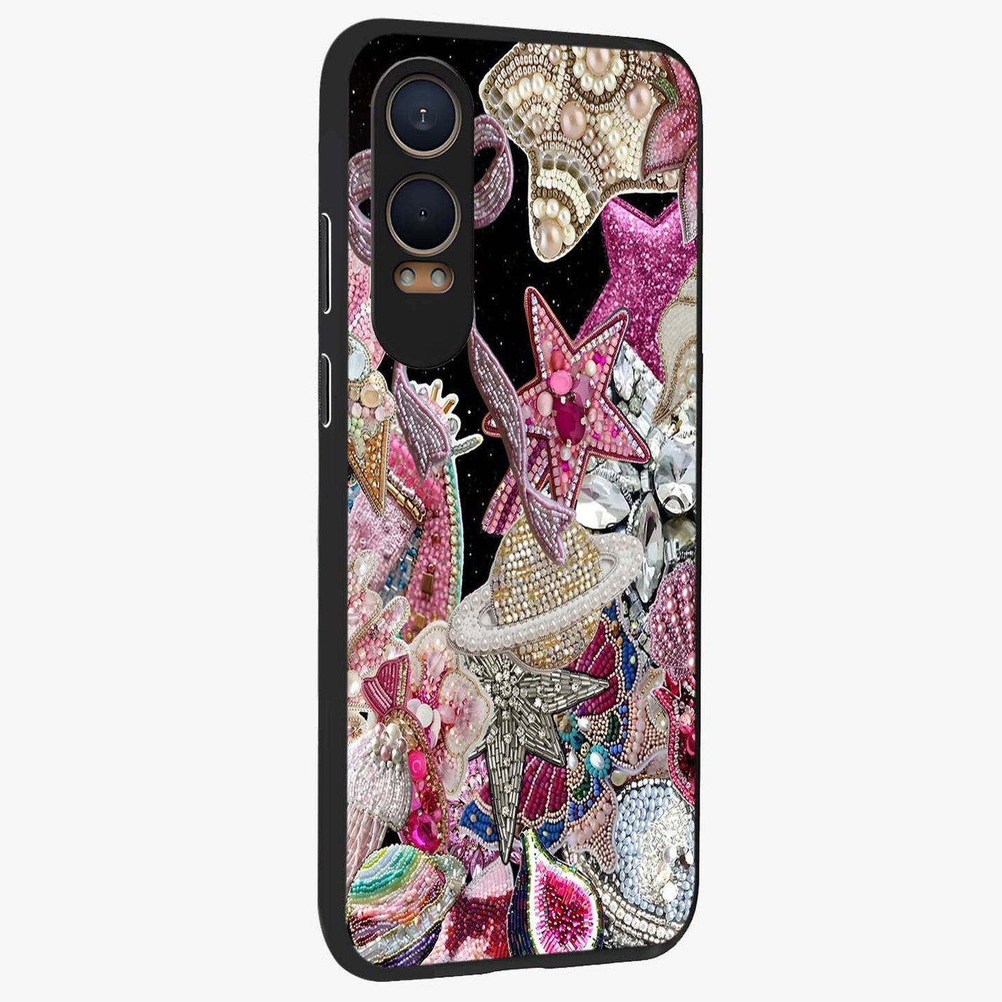 Starlit Jewel Dream Glass Case for 1+Nord Ce 4 Lite side perspective highlighting sparkling textures and sleek premium build