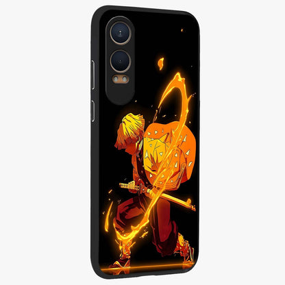 Thunder Flame Execution Glass Case for 1+Nord Ce 4 Lite side perspective highlighting fiery textures and premium edge finish