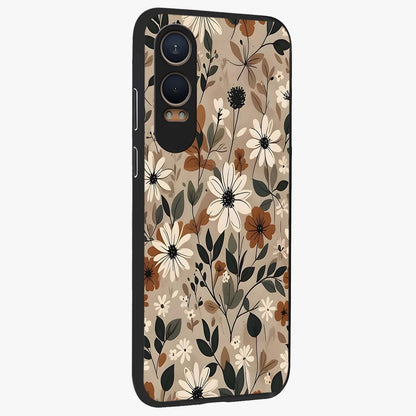 Vector Flowers Glass Case for 1+Nord Ce 4 Lite side perspective highlighting smooth floral textures and premium edges