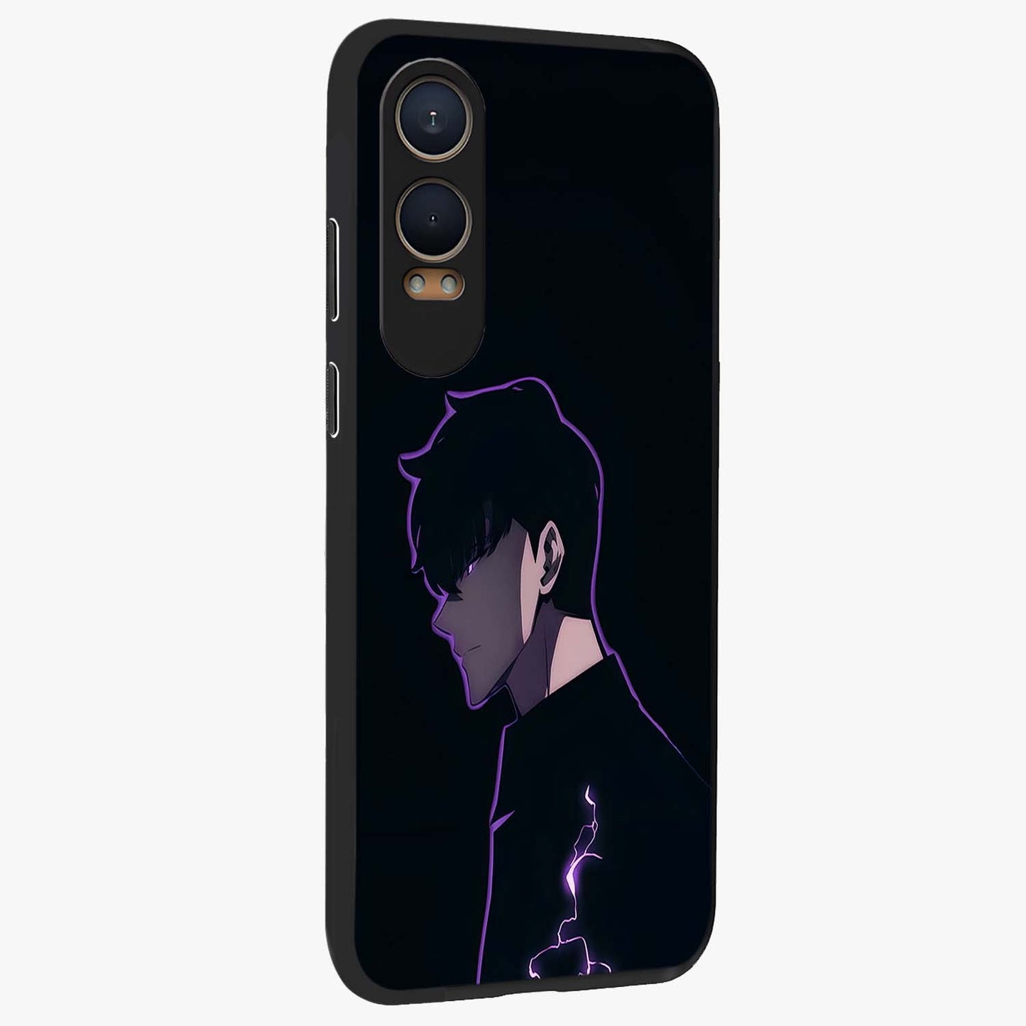 Void Lightning Phantom Glass Case for 1+Nord Ce 4 Lite side perspective highlighting sharp energy textures and premium edges