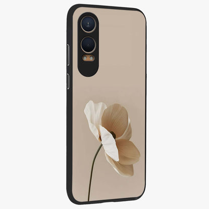 Whispering Petals Glass Case for 1+Nord Ce 4 Lite side perspective highlighting delicate petal textures and smooth build