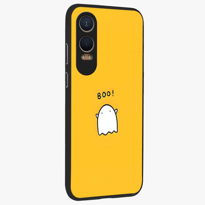 Yellow Boo Ghost Glass Case for 1+Nord Ce 4 Lite side perspective highlighting lively textures and premium edges