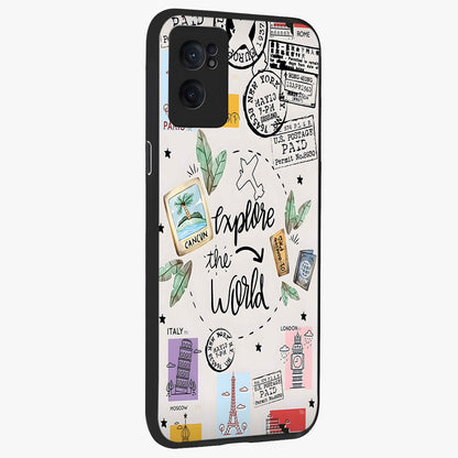Adventure Awaits Art Glass Case for 1+Nord CE 2  angled display showcasing glossy finish and adventure themed design