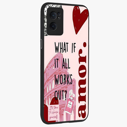 Amor Memory Scrapbook Glass Case for 1+Nord CE 2  angled mockup showcasing glossy finish and layered memory collage design