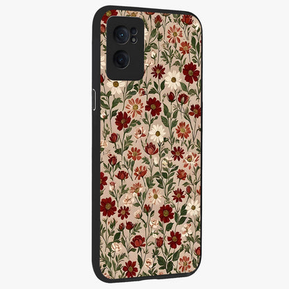 Biege Flower With Leaf Glass Case for 1+Nord CE 2  angled mockup showcasing glossy finish and minimal botanical design