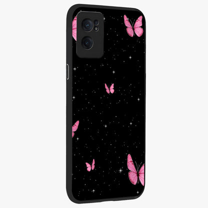 Blinking Butterfly Glass Case for 1+Nord CE 2  captured at a warm angle highlighting soft wing details, gloss, and edge clarity.