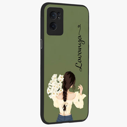 Braided Spring Beauty With Custom Name Glass Case for 1+Nord CE 2  angled mockup showcasing glossy finish and spring inspired detailing