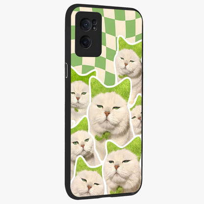 Cats Ethereal Bloom Glass Case for 1+Nord CE 2  angled mockup showcasing glossy finish and dreamy pastel tones