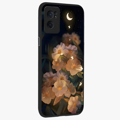 Celestial Petal Night Glass Case for 1+Nord CE 2  angled mockup showcasing glossy finish and glowing celestial accents