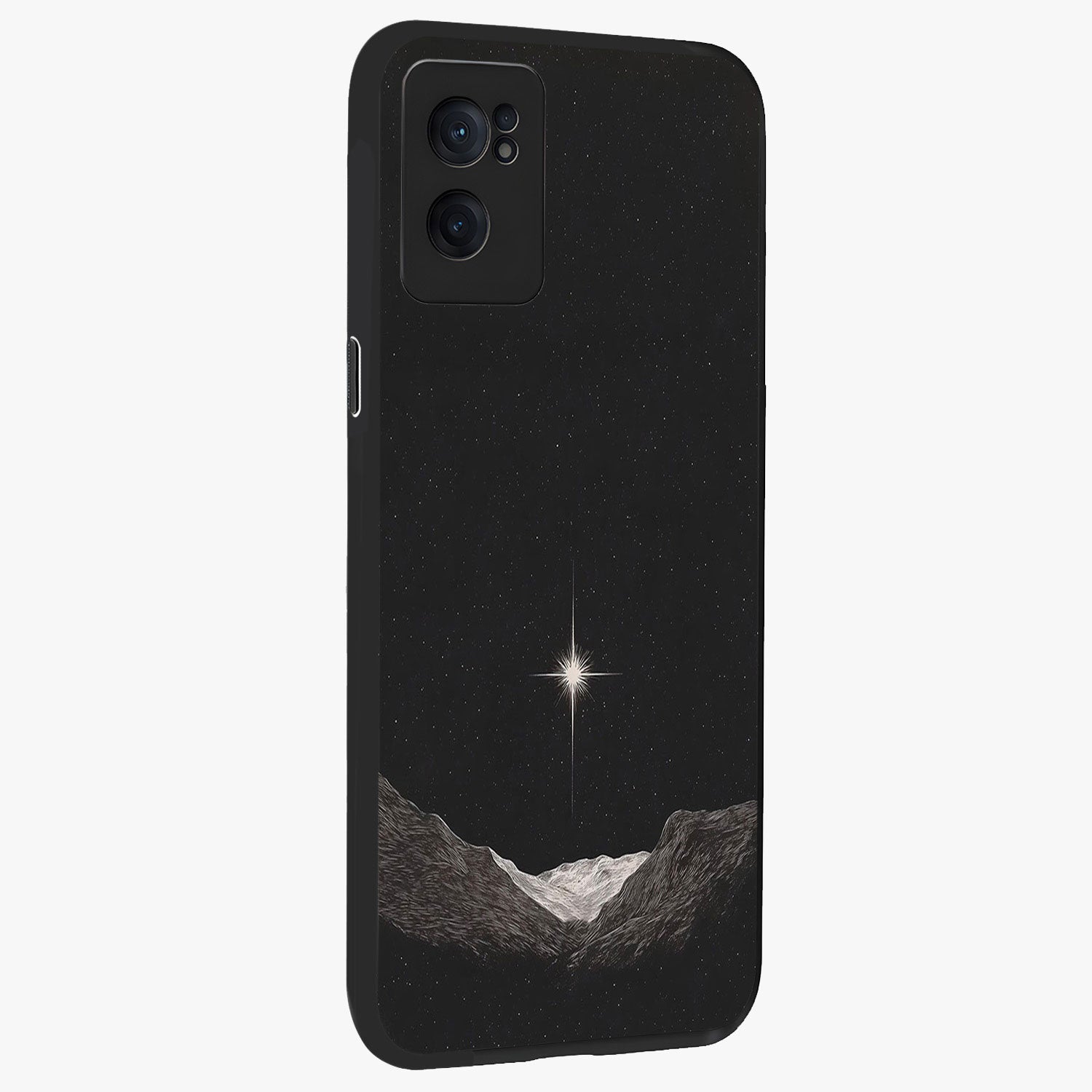 Cosmic Dream Night Glass Case for 1+Nord CE 2  angled mockup showcasing glossy finish and rich midnight gradients